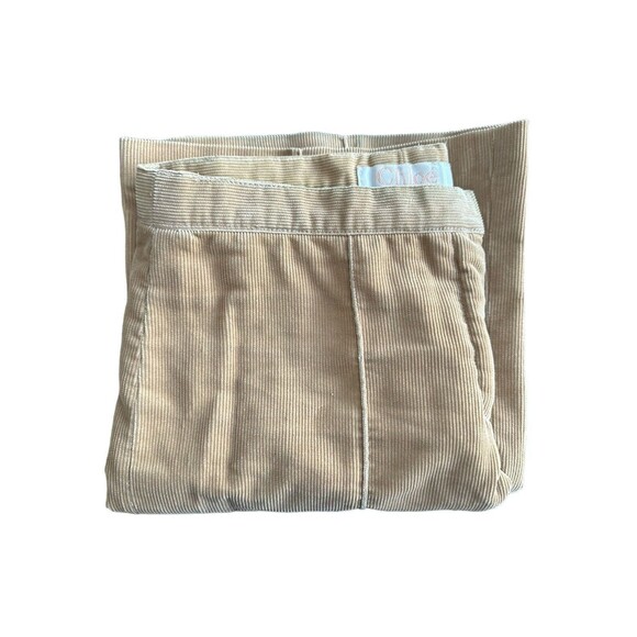CHLOE Corduroy Khaki Tan Front Seam Wide Leg Size 6 Approx Flare Pocket #L2-20 - Picture 9 of 12
